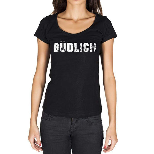 Büdlich German Cities Black Womens Short Sleeve Round Neck T-Shirt 00002 - Casual
