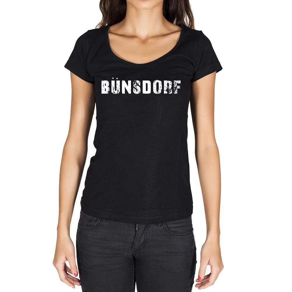 Bünsdorf German Cities Black Womens Short Sleeve Round Neck T-Shirt 00002 - Casual
