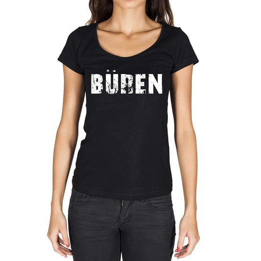 Büren German Cities Black Womens Short Sleeve Round Neck T-Shirt 00002 - Casual