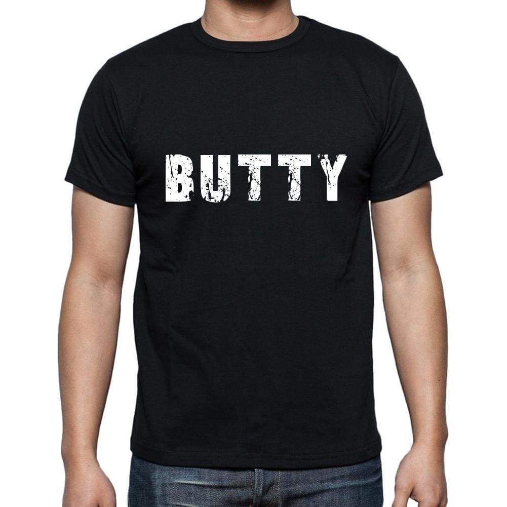 Butty Mens Short Sleeve Round Neck T-Shirt 5 Letters Black Word 00006 - Casual