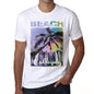 Cal-Apog Beach Palm White Mens Short Sleeve Round Neck T-Shirt - White / S - Casual