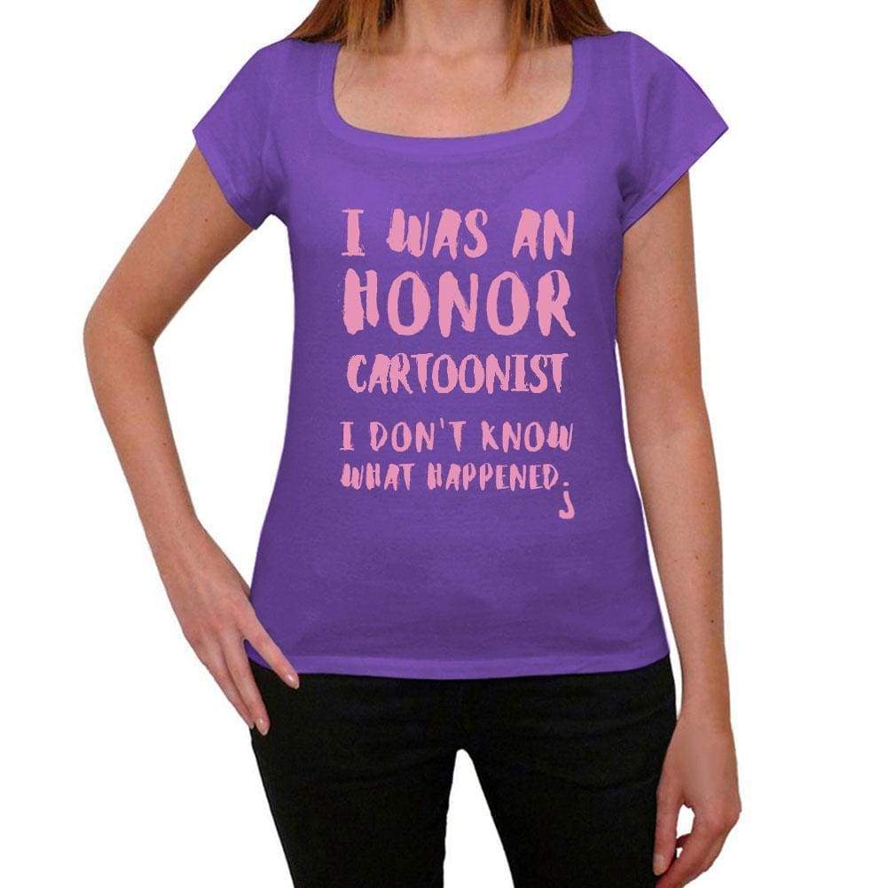 Cartoonist What Happened Purple Womens Short Sleeve Round Neck T-Shirt Gift T-Shirt 00321 - Purple / Xs - Casual