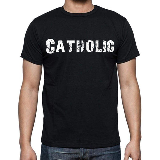 Catholic Mens Short Sleeve Round Neck T-Shirt Black T-Shirt En