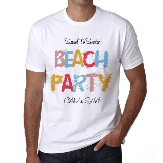 Ceibh An Spideil Beach Party White Mens Short Sleeve Round Neck T-Shirt 00279 - White / S - Casual
