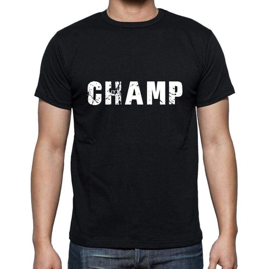 Champ Mens Short Sleeve Round Neck T-Shirt 5 Letters Black Word 00006 - Casual