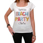 Charitas Beach Party White Womens Short Sleeve Round Neck T-Shirt 00276 - White / Xs - Casual
