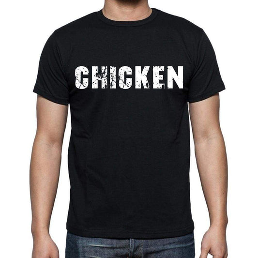 Chicken Mens Short Sleeve Round Neck T-Shirt Black T-Shirt En