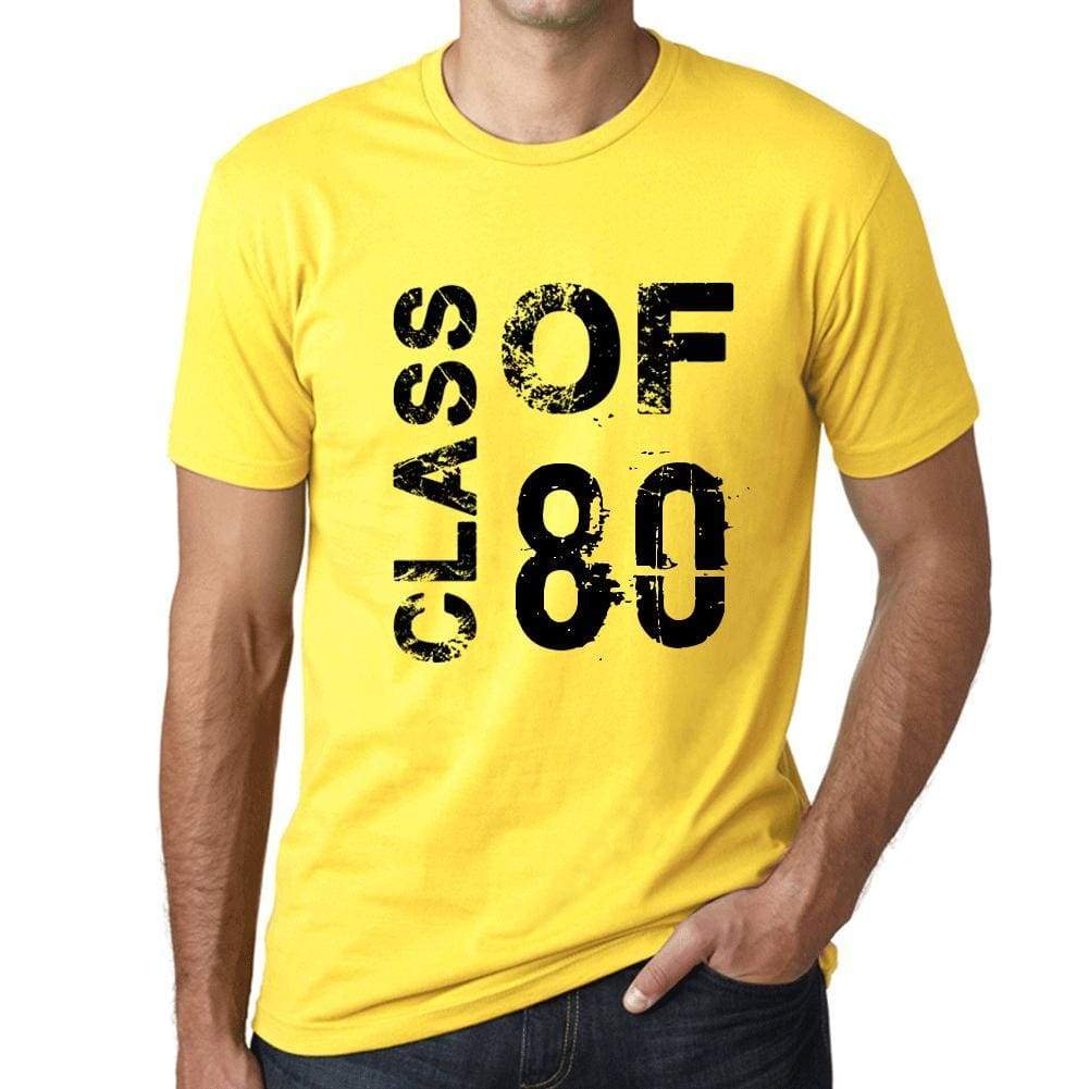 Class Of 80 Grunge Mens T-Shirt Yellow Birthday Gift 00484 - Yellow / Xs - Casual