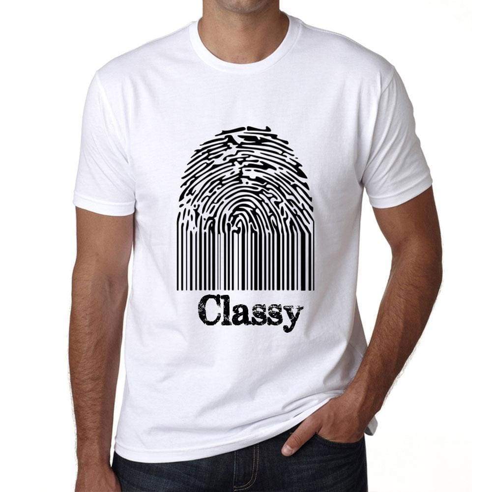 Classy Fingerprint White Mens Short Sleeve Round Neck T-Shirt Gift T-Shirt 00306 - White / S - Casual