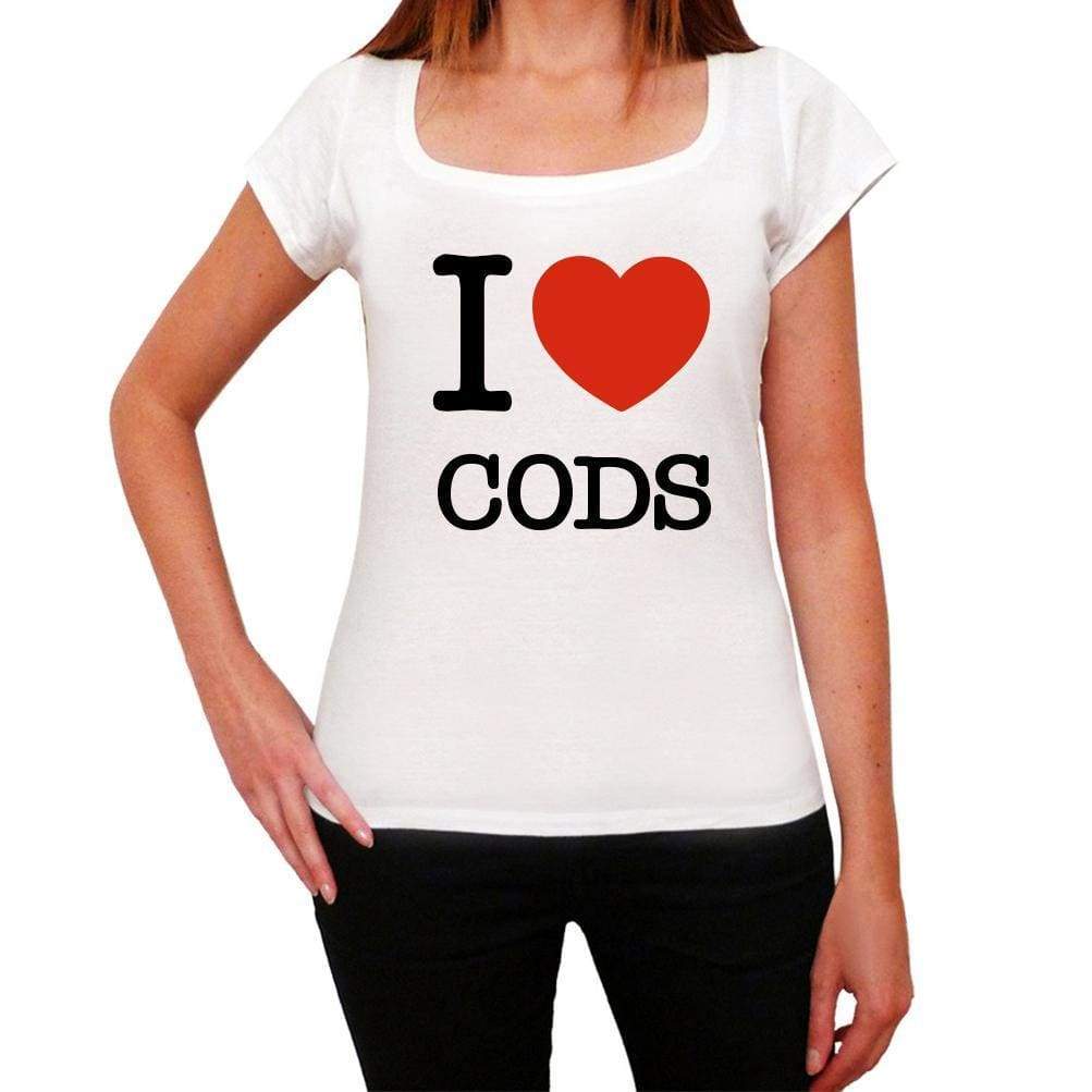 Cods Love Animals White Womens Short Sleeve Round Neck T-Shirt 00065 - White / Xs - Casual