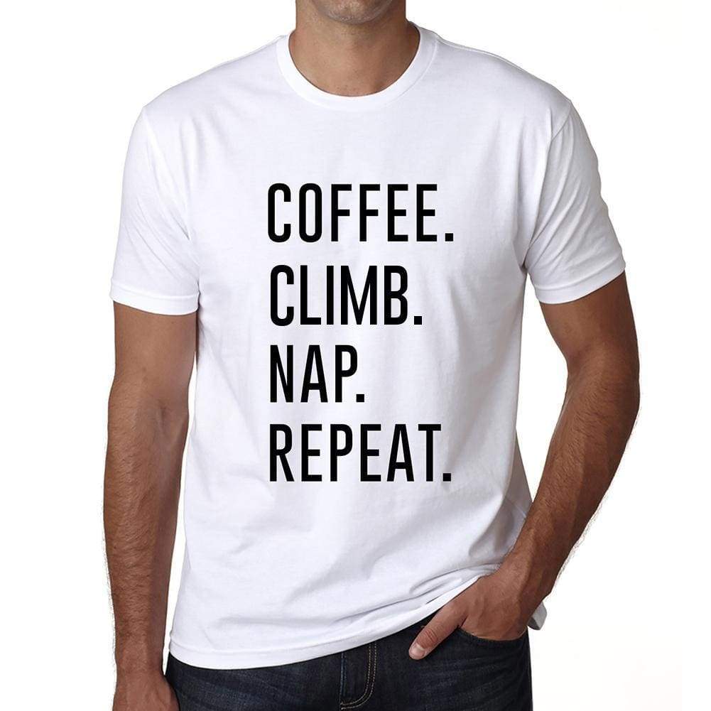 Coffee Climb Nap Repeat Mens Short Sleeve Round Neck T-Shirt 00058 - White / S - Casual