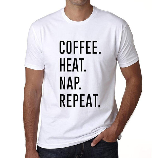 Coffee Heat Nap Repeat Mens Short Sleeve Round Neck T-Shirt 00058 - White / S - Casual