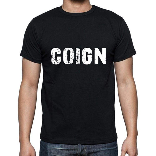 Coign Mens Short Sleeve Round Neck T-Shirt 5 Letters Black Word 00006 - Casual