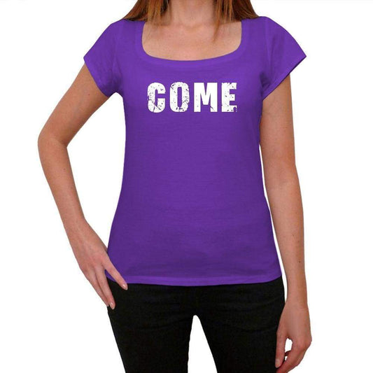 Come Purple Womens Short Sleeve Round Neck T-Shirt 00041 - Purple / Xs - Casual