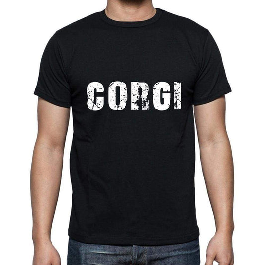 Corgi Mens Short Sleeve Round Neck T-Shirt 5 Letters Black Word 00006 - Casual