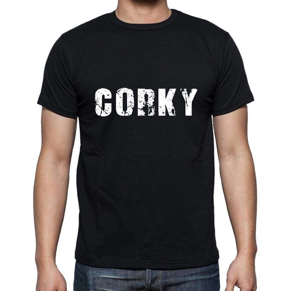 Corky Mens Short Sleeve Round Neck T-Shirt 5 Letters Black Word 00006 - Casual