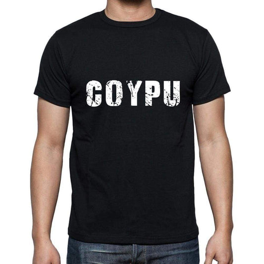 Coypu Mens Short Sleeve Round Neck T-Shirt 5 Letters Black Word 00006 - Casual