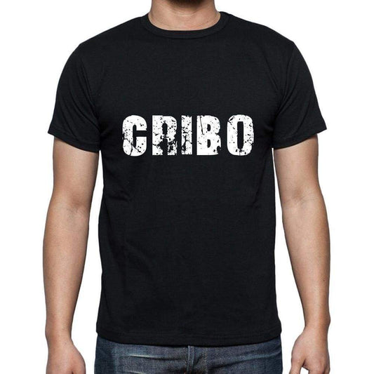 Cribo Mens Short Sleeve Round Neck T-Shirt 5 Letters Black Word 00006 - Casual