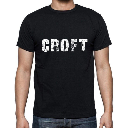 Croft Mens Short Sleeve Round Neck T-Shirt 5 Letters Black Word 00006 - Casual