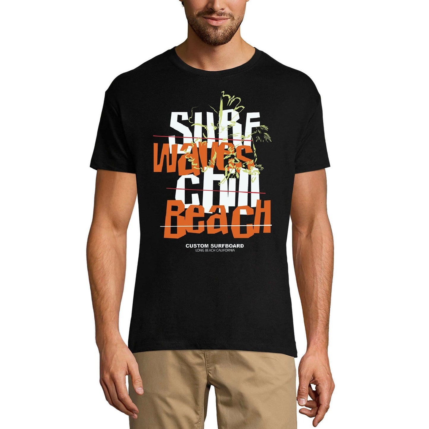 ULTRABASIC Men's Novelty T-Shirt Surf Waves Chill Beach Tee Shirt