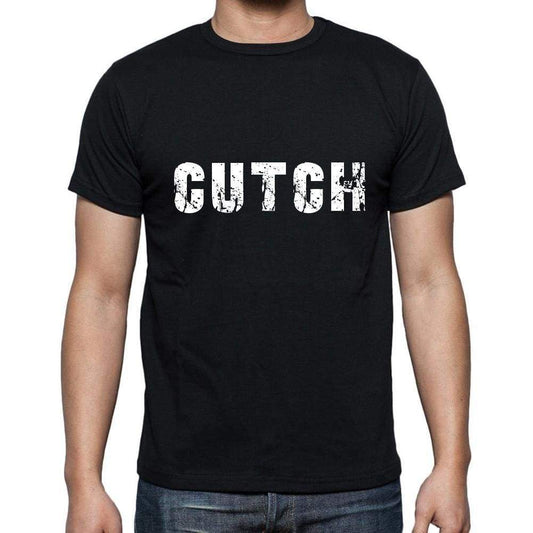 Cutch Mens Short Sleeve Round Neck T-Shirt 5 Letters Black Word 00006 - Casual
