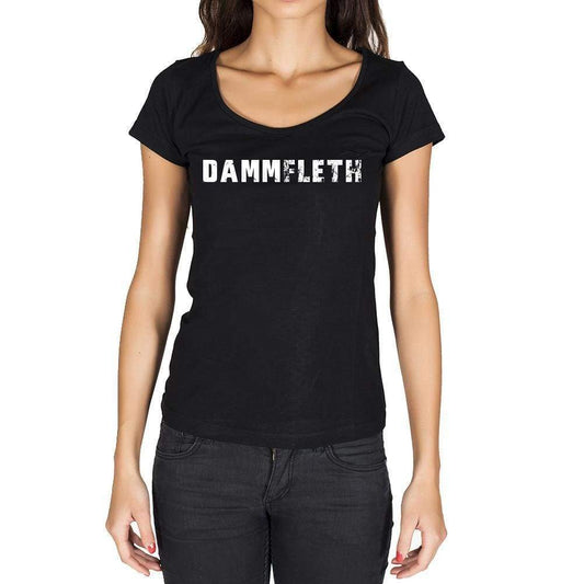 Dammfleth German Cities Black Womens Short Sleeve Round Neck T-Shirt 00002 - Casual