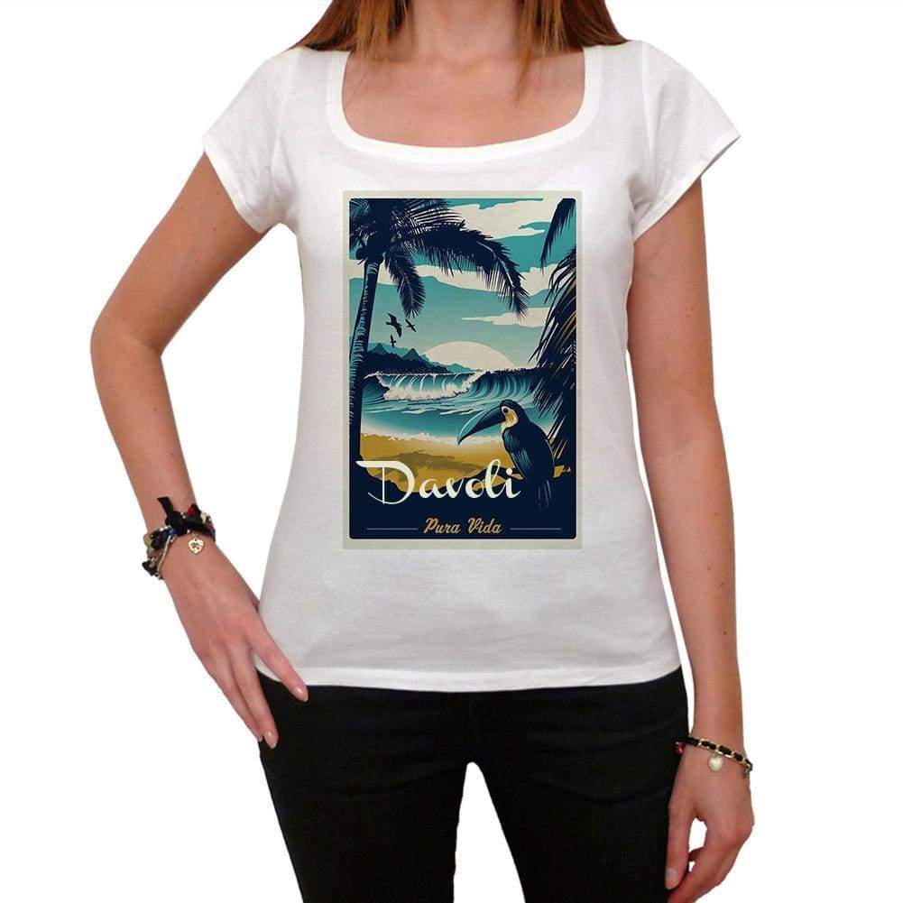 Davoli Pura Vida Beach Name White Womens Short Sleeve Round Neck T-Shirt 00297 - White / Xs - Casual
