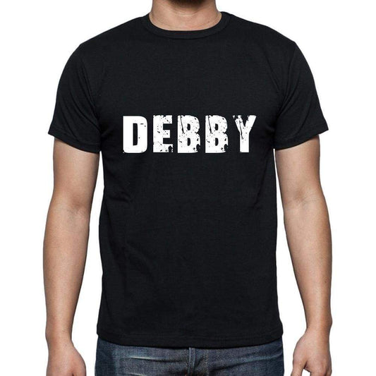 Debby Mens Short Sleeve Round Neck T-Shirt 5 Letters Black Word 00006 - Casual