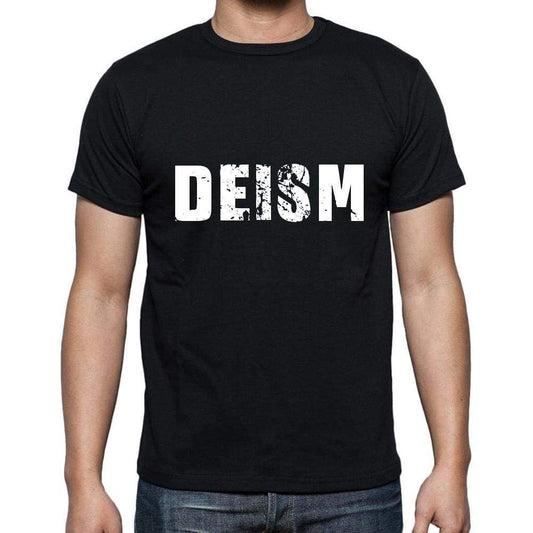 Deism Mens Short Sleeve Round Neck T-Shirt 5 Letters Black Word 00006 - Casual