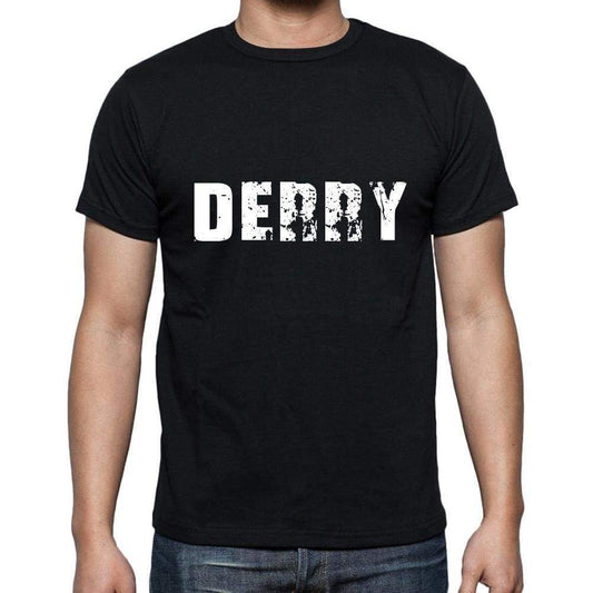 Derry Mens Short Sleeve Round Neck T-Shirt 5 Letters Black Word 00006 - Casual