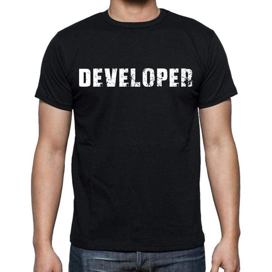 Developer White Letters Mens Short Sleeve Round Neck T-Shirt 00007