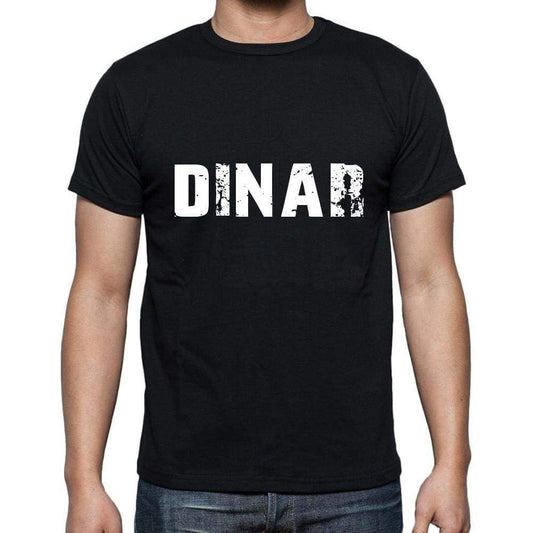 Dinar Mens Short Sleeve Round Neck T-Shirt 5 Letters Black Word 00006 - Casual