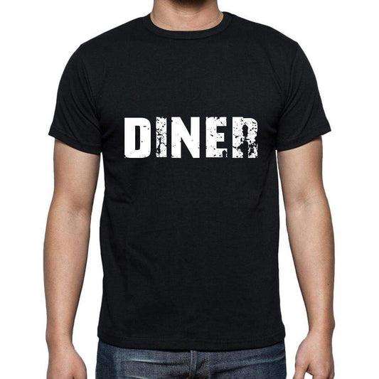 Diner Mens Short Sleeve Round Neck T-Shirt 5 Letters Black Word 00006 - Casual