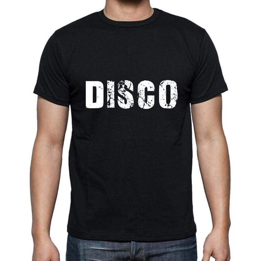 Disco Mens Short Sleeve Round Neck T-Shirt 5 Letters Black Word 00006 - Casual