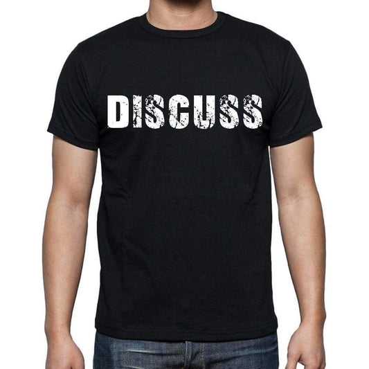 Discuss White Letters Mens Short Sleeve Round Neck T-Shirt 00007