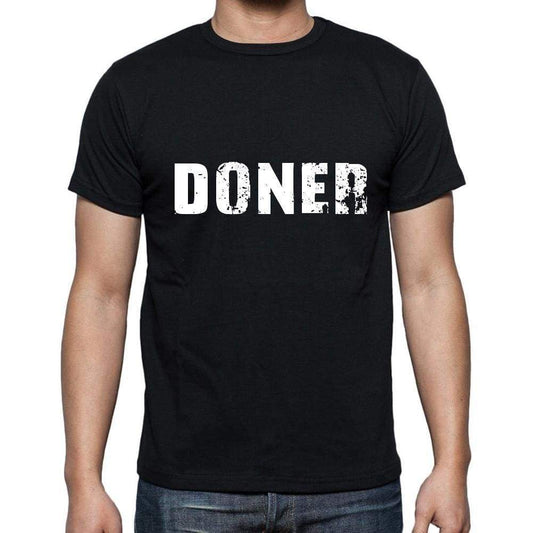 Doner Mens Short Sleeve Round Neck T-Shirt 5 Letters Black Word 00006 - Casual