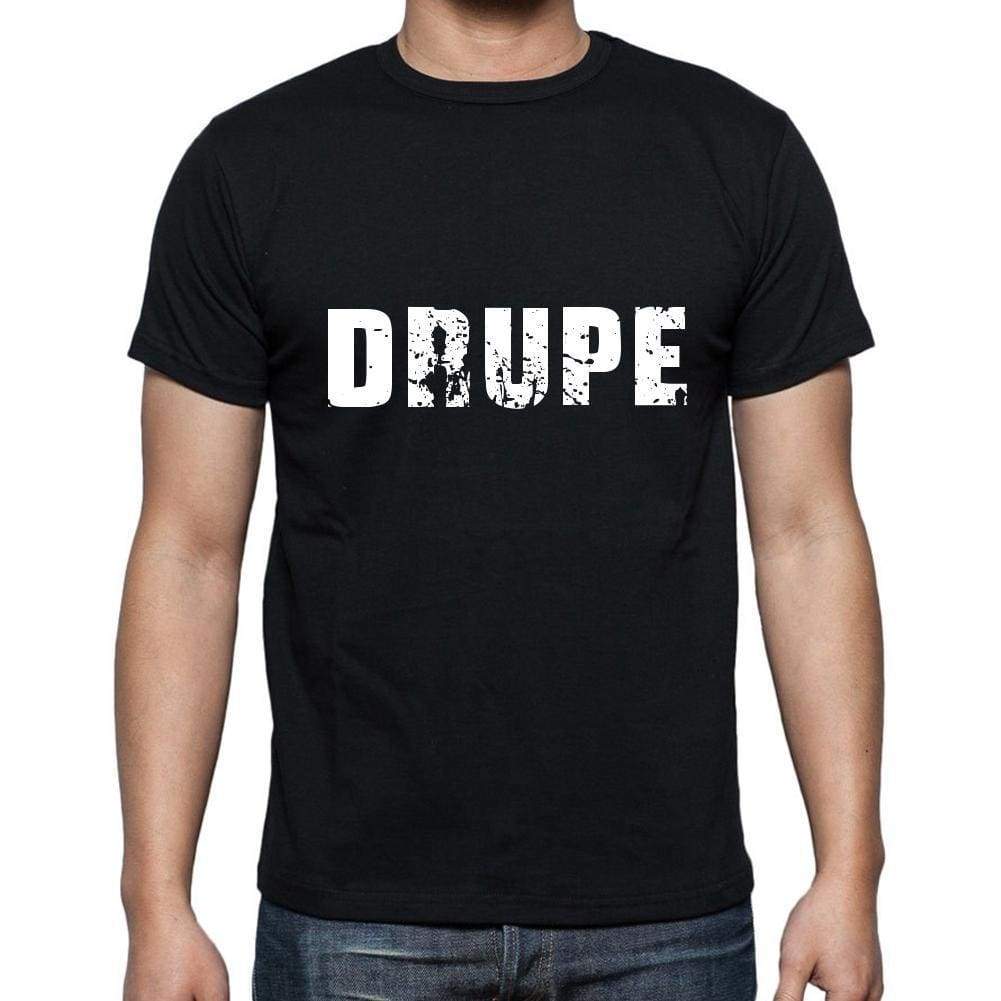 Drupe Mens Short Sleeve Round Neck T-Shirt 5 Letters Black Word 00006 - Casual