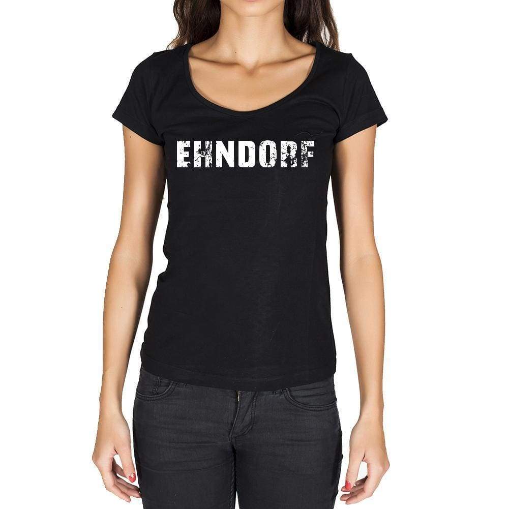 Ehndorf German Cities Black Womens Short Sleeve Round Neck T-Shirt 00002 - Casual