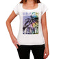 Ein Gedi Beach Name Palm White Womens Short Sleeve Round Neck T-Shirt 00287 - White / Xs - Casual