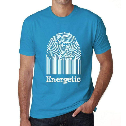 Energetic Fingerprint Blue Mens Short Sleeve Round Neck T-Shirt Gift T-Shirt 00311 - Blue / S - Casual