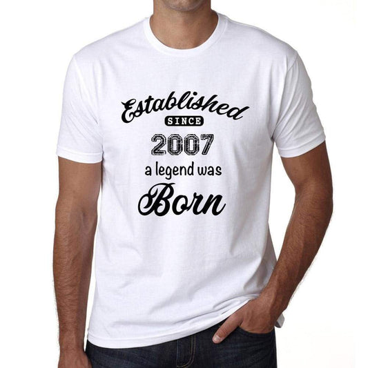 Established Since 2007 Mens Short Sleeve Round Neck T-Shirt 00095 - White / S - Casual