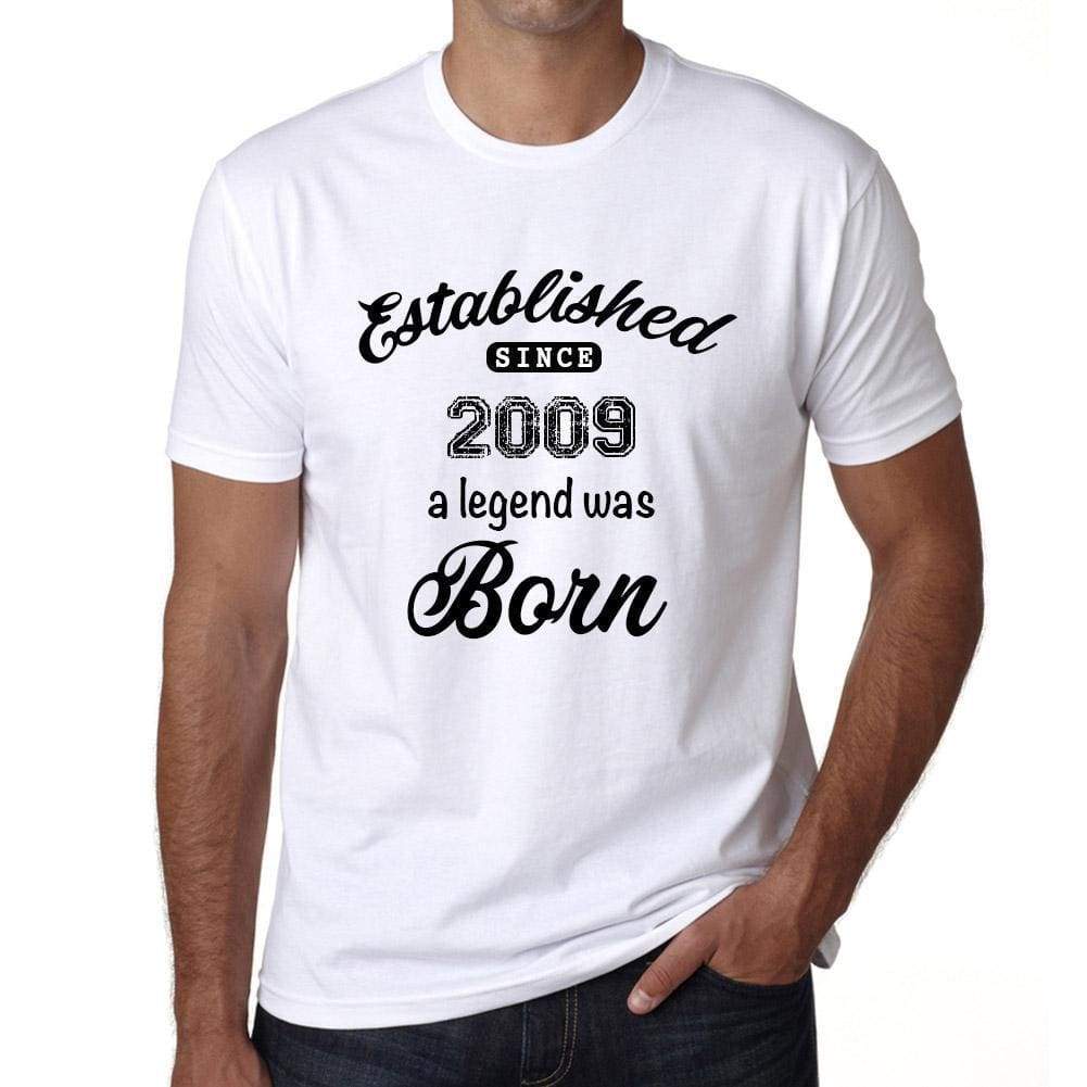 Established Since 2009 Mens Short Sleeve Round Neck T-Shirt 00095 - White / S - Casual