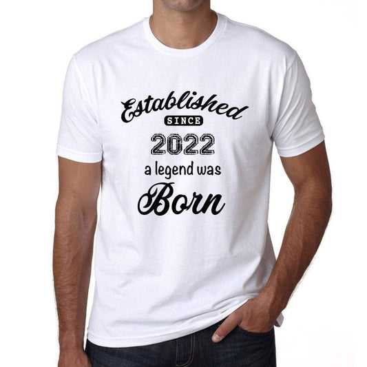 Established Since 2022 Mens Short Sleeve Round Neck T-Shirt 00095 - White / S - Casual