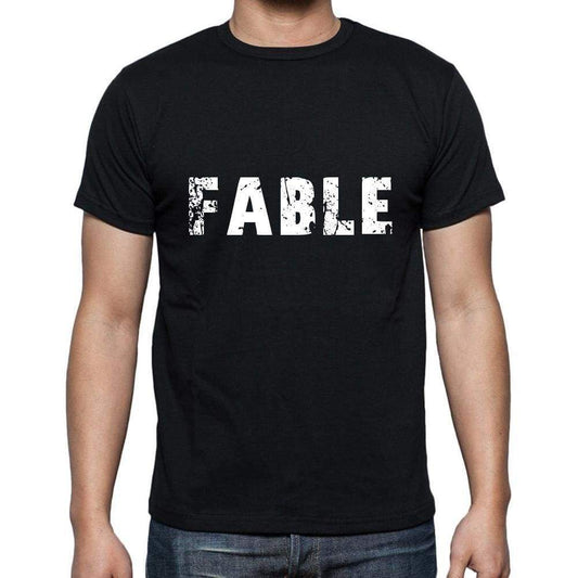 Fable Mens Short Sleeve Round Neck T-Shirt 5 Letters Black Word 00006 - Casual