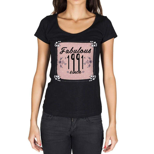 Fabulous Since 1991 Womens T-Shirt Black Birthday Gift 00434 - Black / Xs - Casual