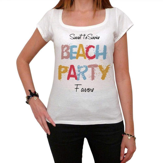 Fanore Beach Party White Womens Short Sleeve Round Neck T-Shirt 00276 - White / Xs - Casual