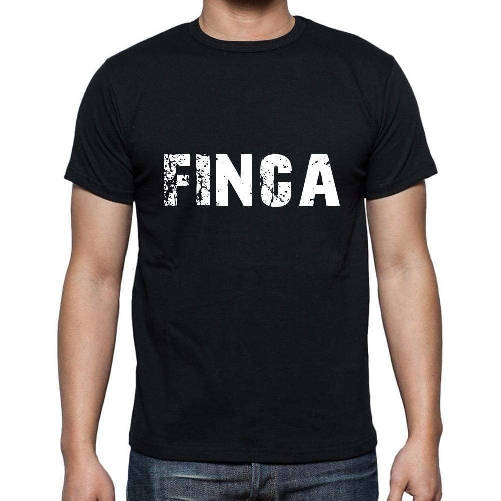 Finca Mens Short Sleeve Round Neck T-Shirt 5 Letters Black Word 00006 - Casual