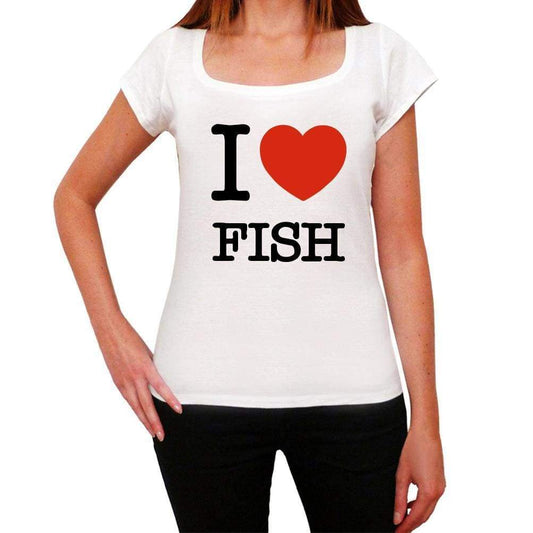 Fish Love Animals White Womens Short Sleeve Round Neck T-Shirt 00065 - White / Xs - Casual