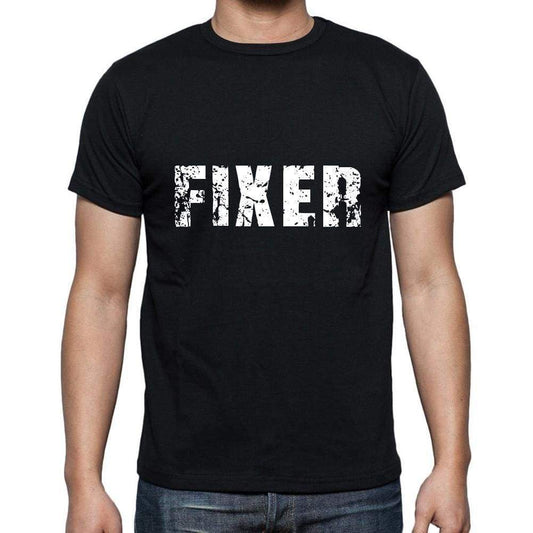 Fixer Mens Short Sleeve Round Neck T-Shirt 5 Letters Black Word 00006 - Casual