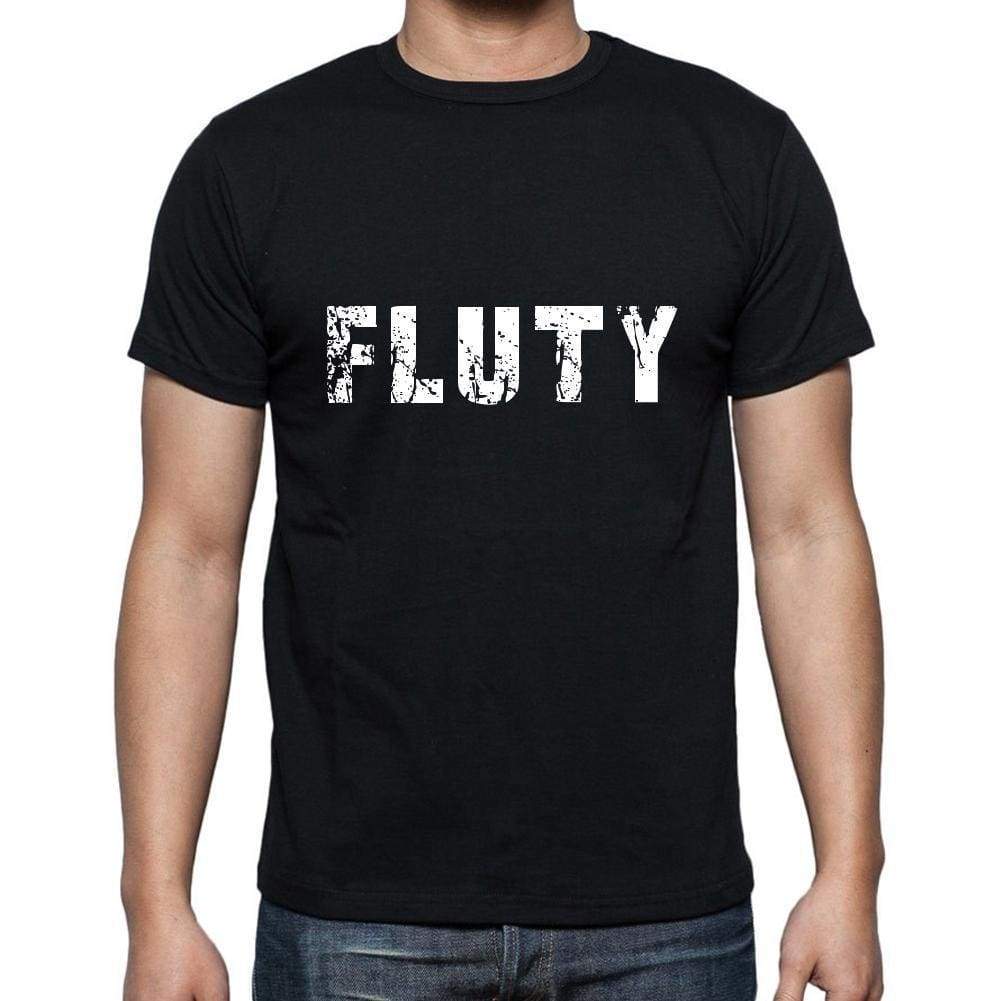 Fluty Mens Short Sleeve Round Neck T-Shirt 5 Letters Black Word 00006 - Casual